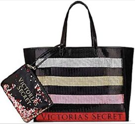 VICTORIA SECRET Sequin Tote and Wristlet