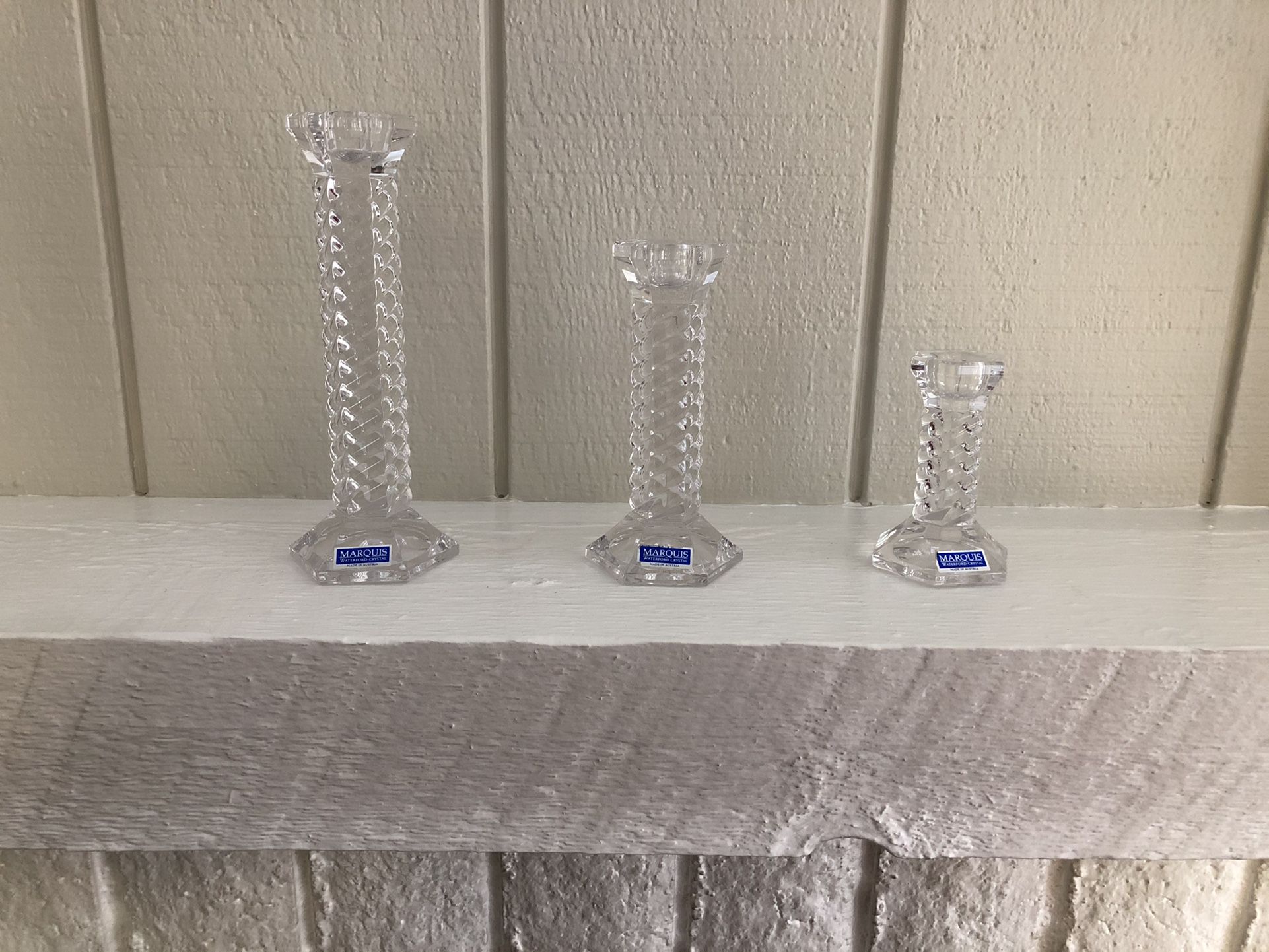 Set Of 3 Waterford Crystal Candlesticks