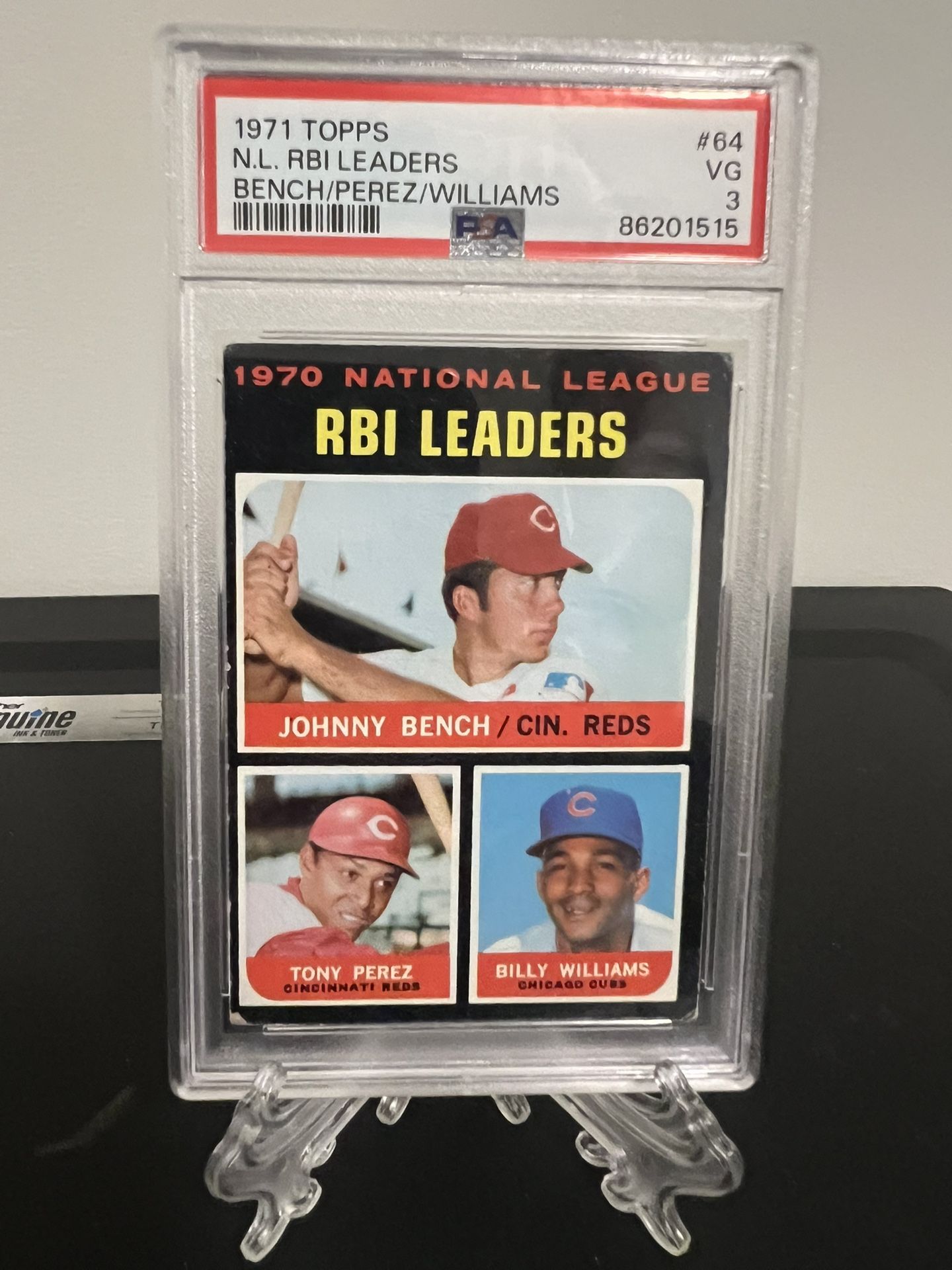 1971 TOPPS #64 NL RBI LEADERS BENCH PEREZ WILLIAMS PSA 3 EX