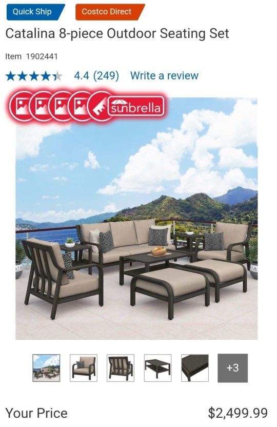 Catalina 8 piece Outdoor Seating Set $1800