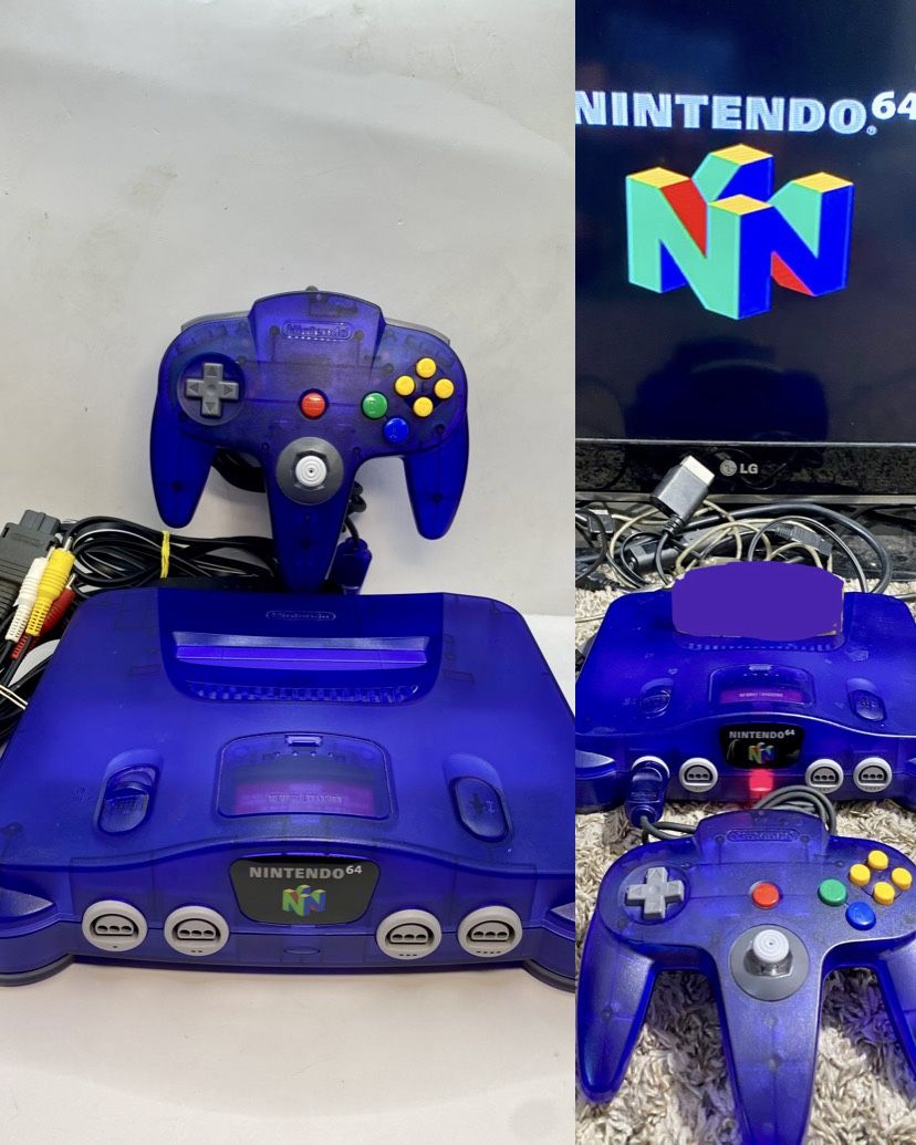 Nintendo 64 N64 Funtastic Grape Purple w/ Matching Controller & OEM Hookups