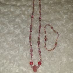 Glass Bead Necklace And Bracelet 