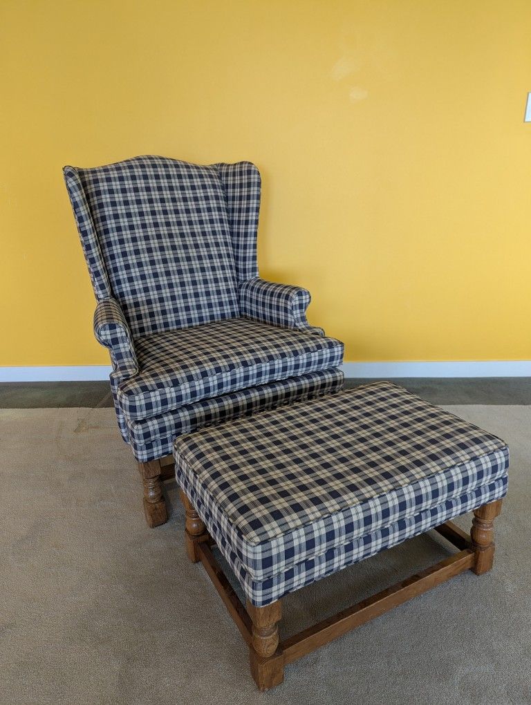 Wingback Chair and Ottoman