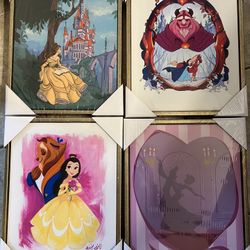 Disney Beauty and the Beast 30th Anniversary Framed Print Set New