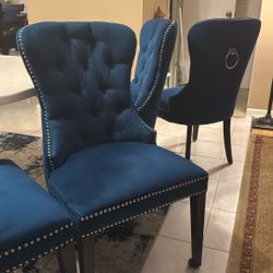 Blue Studded Dining Chairs Set of 4 Abbyson Wooden 