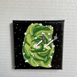 Rick and Morty Handmade Acrylic Painting On 4”x4” Canvas “Peace Among Worlds”