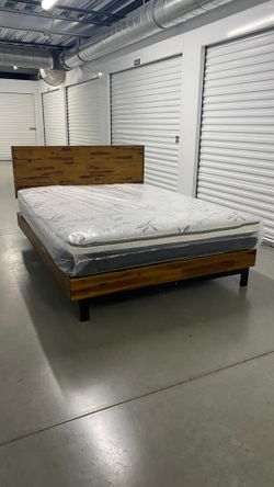 Queen bed frame with mattress