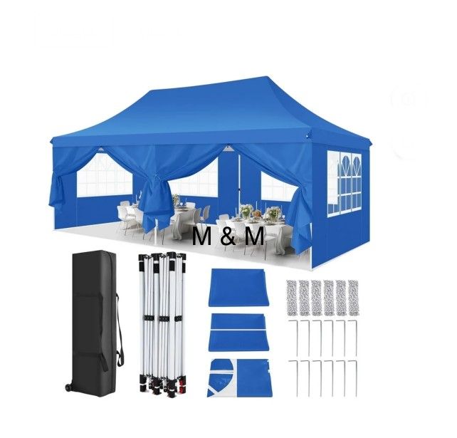 10x20 EZ Pop Up Canopy Tent Party Tent Outdoor Event Protable Instant Shelter Tent Gazebo with 6 Removable Sidewalls and Carry Bag