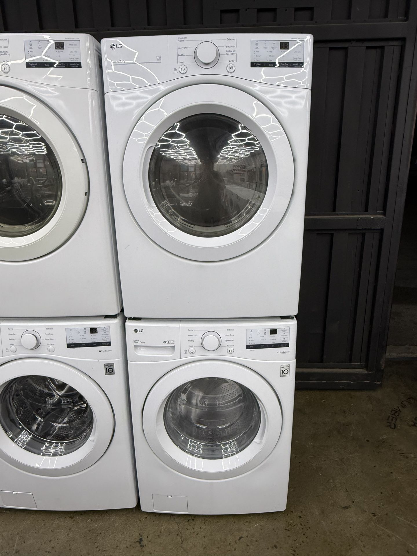 LG white front load washer and gas dryer set 