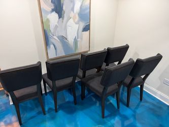 Set of 6 Dark Gray Upholstered Dining Chairs