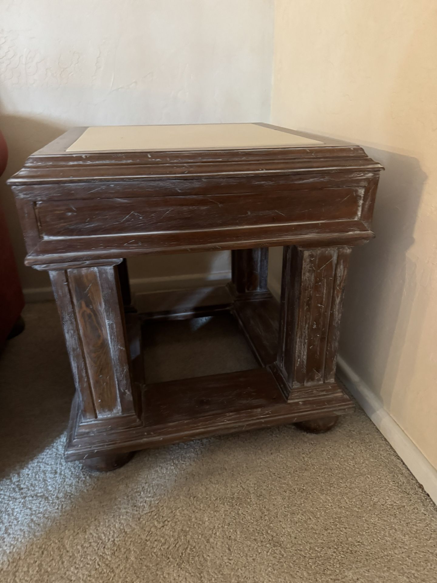 End Tables - (2) Spanish Style - With Leather Top