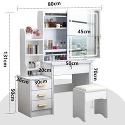 White Dresser With Mirror And Stool(new In Box - Unassembled)