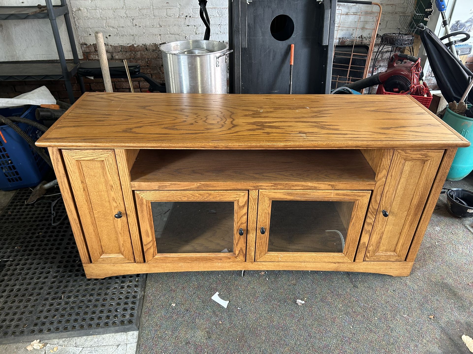 Wooden TV Entertainment Stand – $30