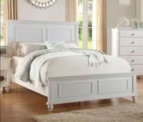 White Wood Panel Bed Frame