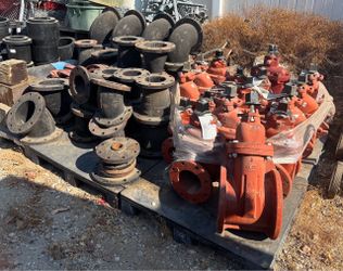 Clow/Mueller Valves and Ductile Iron Fittings left  over from project new