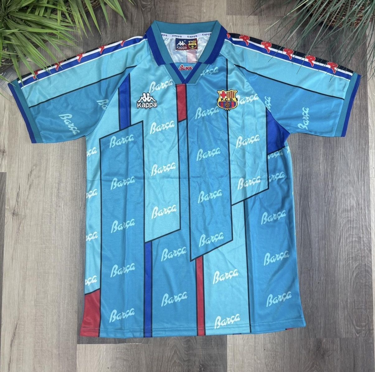 FC Barcelona 1995-97 Retro Soccer Jersey Vintage Football Shirt Kappa Away Men (Camiseta De Futbol)