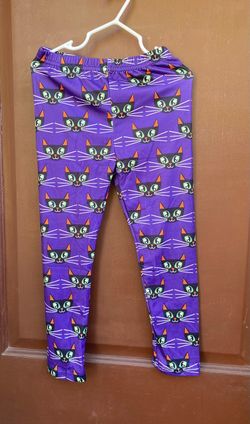 Purple Halloween Black Cat Print Pajama Pants