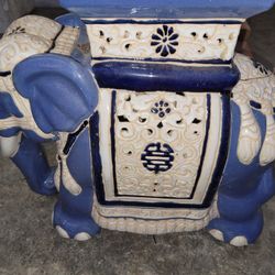 Vintage Large Ceramic Elephant Table, Plant Stand, Garden Decor