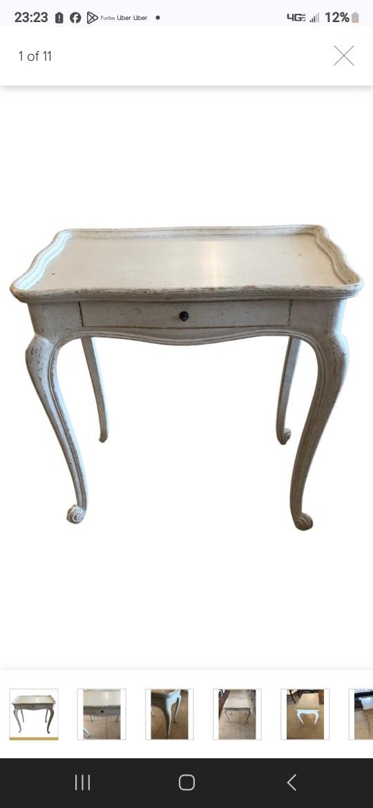 Gustavian Style Small Gray White Painted End Table