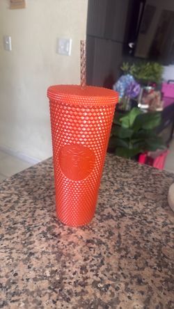 orange Starbucks Venti (24 oz) studded textured cold cup tumbler released for the Fall/Halloween seasonal
