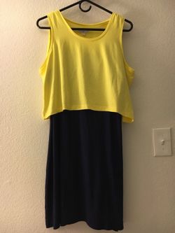 Size large yellow/navy dress