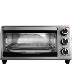 Black+Decker  4-Slice Toaster Oven, 14.5 x 8.8 x 10.8 inches, Stainless Steel/Black