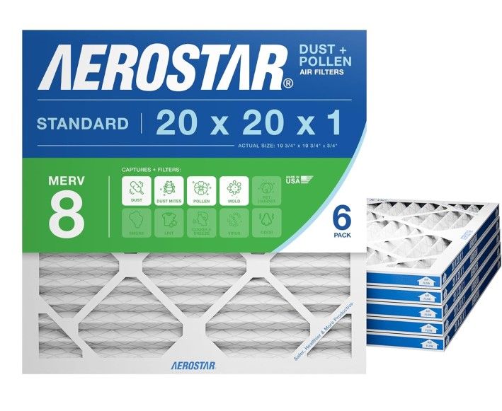 New in box Aerostar Merv 8 20x20x1 High Efficiency Pleated HVAC, Furnace & Air Conditioner Filters
