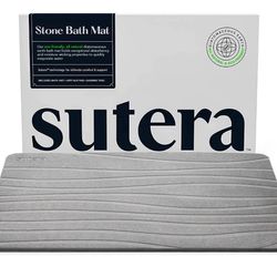SUTERA - Stone Bath Mat, Diatomaceous Earth Shower Mat, Non-Slip Super Absorbent Quick Drying Bathroom Floor Mat, Natural, Easy to Clean (23.5 x 15 Gr