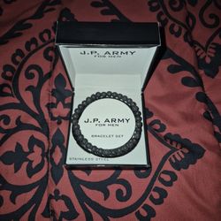 *NEW* J.P. ARMY MEN'S JEWELRY - Stainless Steel 8in Bead Round Bracelet Set - 2pc.