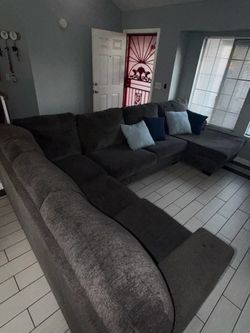 3-Piece U-Shaped Charcoal Gray Sectional Couch