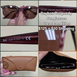RAYBAN BURGUNDY SUNGLASSES