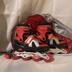 Adjustable Illuminating Inline Skates Red ABEC-7 Bearings, Kids Girls Boys Men Women