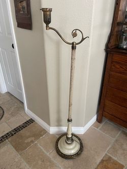 Vintage Art Deco S-Hook Floor Lamp with Fluted Column and Metal Base