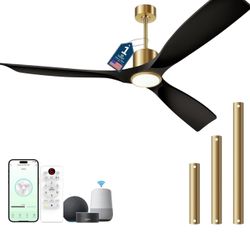 60’’ Ceiling Fans with Lights and Remote Control, For Indoor And Outdoor  3 Black