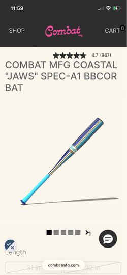 COMBAT MFG COASTAL "JAWS" SPEC-A1 BBCOR BAT