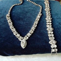 Vintage Rhinestone Necklace And Bracelet