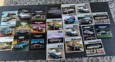Lot of 23 Vintage Dodge Dealer Brochures  - Diplomat, Aries, Mirada