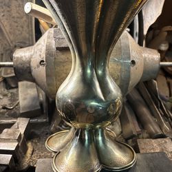 Fluted brass Chinese vase