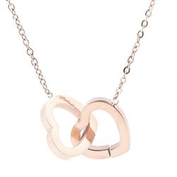 Heart Necklace for Women Gold Double Heart Necklace Non Tarnish Dainty Tiny Love Heart Pendant Necklace Choker Silver Rose Gold Trendy Jewelry 18K Gol