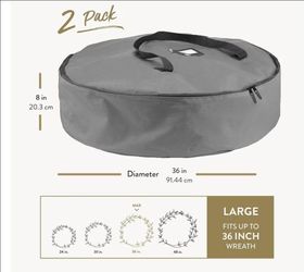 Zober 2 Pack Oxford Christmas Wreath Storage Container 36 Inch Gray