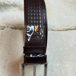 Brown Genuine Leather Belt Classic Style with Metal Buckle