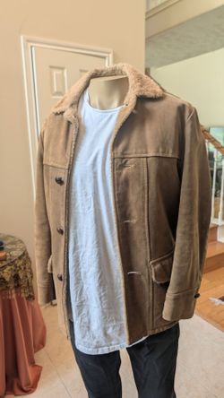 Sears Oakbrook jacket coat Suede Sherpa Rancher Men's 36 Regular Vintage