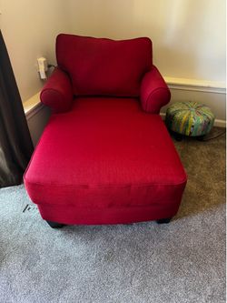 Red Upholstered Chaise Lounge Chair and Couch