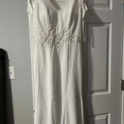 Elegant & Gorgeous Embroidered Dress With Waist Decoration White Wedding Bridal Dress