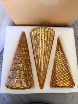 Gold Glass Christmas Tree Decor Set of 3