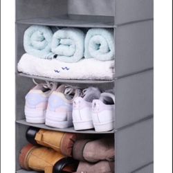 Hanging Shoe Organizer to Store 10 Pairs Shoes 5- Shelf Shoe Rack for Closet for Small Space Storage Bedroom, Dorm, Grey
