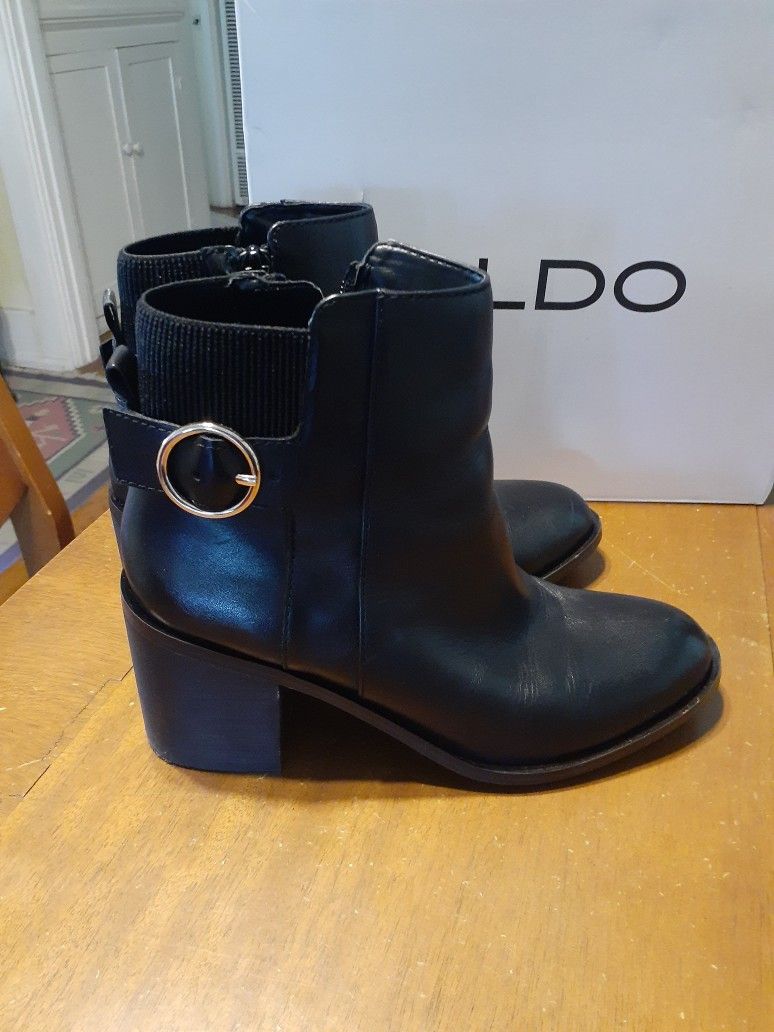 Aldo Black Leather Boots Size 8 Only Worn Once Rosaldi Clean I Paid $130 And Other Shoes