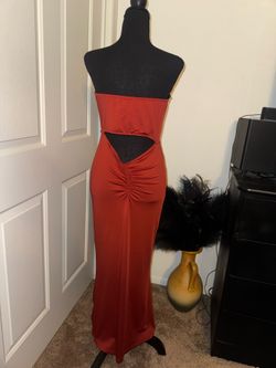 Rust colored forever21 strapless rouched dress