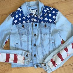 Forever 21 USA Print Jean Jacket Size Small 
