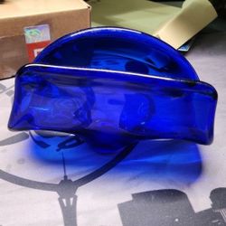 Blue Cobalt Glass Napkin/ Mail Holder Made In Italy
